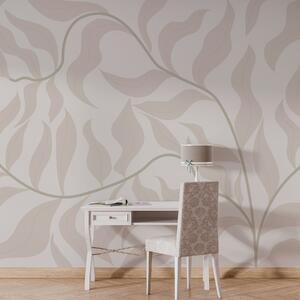 Tapet Frunze elegante ușor împletite pe cremă, Fototapet Natură, w00629v3 : Uwalls.ro