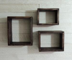 Set trei rafturi dreptunghiulare din lemn, Bangor, 40x30x9.4, 36x26x9.4, 32x22x9.4 cm, palisandru