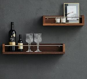 Set 2 rafturi de perete, Presov, 60 x 12 x 10 / 40 x 12 x 10 cm, nuc