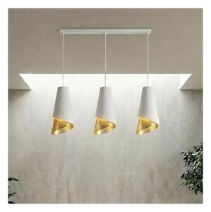 Lustră suspendată pe cablu MODA, 3x E27/15W/230V, alb/auriu