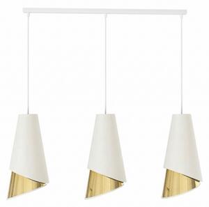 Lustră suspendată pe cablu MODA, 3x E27/15W/230V, alb/auriu