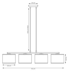 Lustră suspendată pe cablu LUX, 4x E27, 15W, 230V, alb/auriu