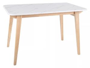 Masa MARCUS, alb cu efect de marmura/stejar, 120x75x76 cm