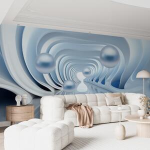 Tapet Tapet futurist cu o panoramă a tunelului în perspectivă și perle zburătoare, Fototapet 3D, Fotomurale 3D Forme geometrice, w02134 : Uwalls.ro