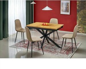 Masa extensibila HOLTER, stejar auriu/negru, 120/160x80x76 cm