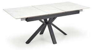 Masa extensibila PLATAN, alb cu efect de marmura/negru, piatra sinteri