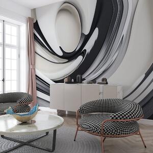 Tapet O formă abstractă 3D fluidă pe fundal negru și alb , Fototapet Perspectivă, w02236 : Uwalls.ro