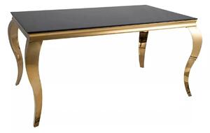 Masa PRINCE, negru/auriu, sticla/metal, 150x90x75 cm