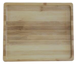 Platou Pufo din lemn de bambus pentru servire alimente, aperitive, dulciuri, pizza, 32 cm, maro