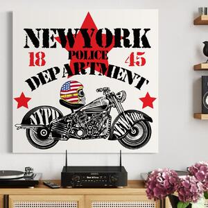 Tablou Canvas Premium LuxCanva® C1060, New York Police Department Badge , Motorcycle, New York, Game Room, Bar, Relaxare, Culori Vibrante