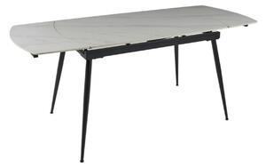 Masa extensibila VELA, alb cu efect de marmura/negru, ceramica/metal