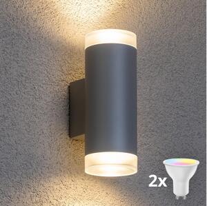 Brilagi - Aplica de perete LED RGBW pentru exterior MATERA 2xGU10/4,8W/230V gri IP54