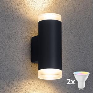 Brilagi - Aplica de perete LED RGBW pentru exterior MATERA, 2x GU10, 4,8W, 230V, antracit, IP54