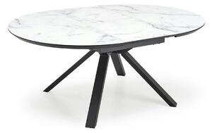 Masa rotunda extensibila 6 persoane VERTIGO, alb cu efect de marmura/n