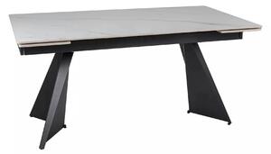 Masa extensibila LACONI, alb cu efect de marmura, ceramica/metal, 160/
