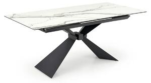 Masa extensibila LUCIANO, alb cu efect de marmura/negru, ceramica/stic