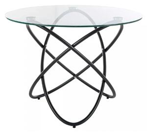 Masa ORBIT, transparent/negru, sticla/metal, 100x75 cm
