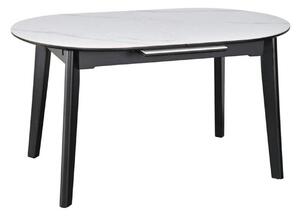 Masa extensibila ARES, alb cu efect de marmura/negru, ceramica/metal