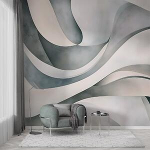Tapet Forme și forme curbate albe, albastre și gri, creând o imprimare abstractă texturală modernă minimalistă , Fototapet 3D, w08439v1 : Uwalls.ro