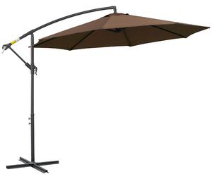 Outsunny Umbrelă Exterioară cu Manivelă, din Oțel și Poliester Rezistent la UV, Ø295x245 cm, Cafea | Aosom Romania