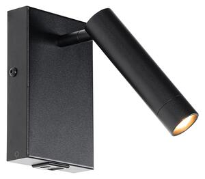 Lampa de perete moderna neagra cu USB reglabil - Croft
