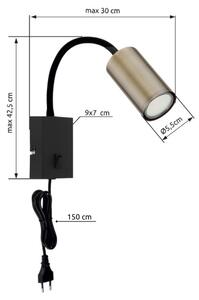 Lampă de perete flexibilă ROBBY 1xGU10/25W/230V neagră/alamă Globo 57911WM