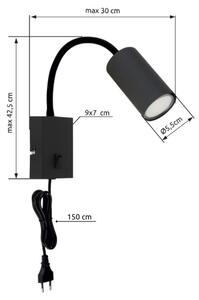 Lampă de perete flexibilă ROBBY 1xGU10/25W/230V neagră Globo 57911WB