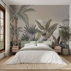 Tapet Junglă tropicală cu palmieri și păsări colorate, Fototapet Natură, w08496 : Uwalls.ro