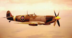 Fotografie de artă Spitfire aircraft in flight (sepia tone), Michael Dunning, (40 x 22.5 cm)