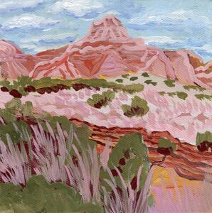 Ilustrare Pink mountain, Eleanor Baker, (40 x 40 cm)
