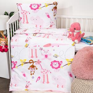 Lenjerie de pat Renforce Zoo din bumbac pentrucopii roz , 90 x 140 cm, 45 x 65 cm