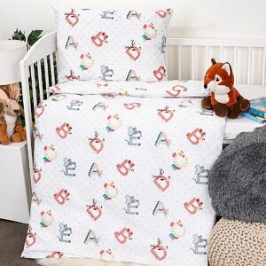 Lenjerie pat pentru copii din bumbac Renforce Alfabet, 90 x 140 cm, 45 x 65 cm
