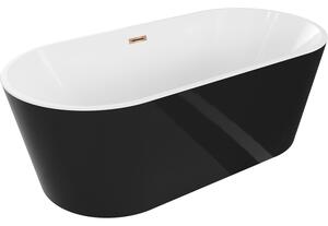 Mexen Luna, cadă de sine stătătoare 140 x 75 cm, alb/negru, preaplin auriu roz, 52031407575-60