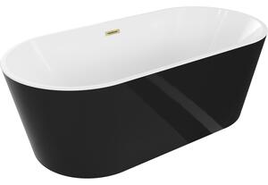 Mexen Luna, cadă de sine stătătoare 140 x 75 cm, alb/negru, preaplin auriu mat, 52031407575-55