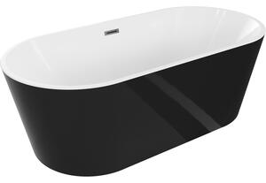 Mexen Luna, cadă de sine stătătoare 140 x 75 cm, alb/negru, preaplin grafit, 52031407575-95