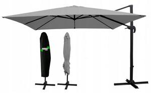 Umbrelă de grădină gri cu suport 3 x 4 m