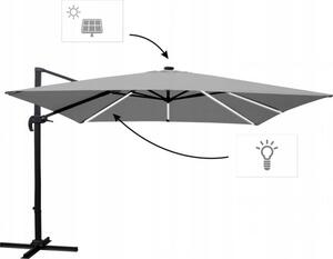 Umbrelă de grădină gri cu iluminare LED 3 x 4 m