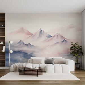Tapet Munți blânzi de acuarelă în ceață, Fototapet Natură, w08573 : Uwalls.ro