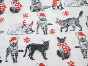 Lenjerie de pat microplus CHRISTMAS CATS alb Dimensiune lenjerie de pat: 70 x 90 cm | 140 x 200 cm