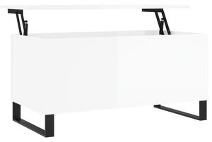 Măsuță de cafea, alb extralucios, 90x44,5x45 cm, lemn compozit