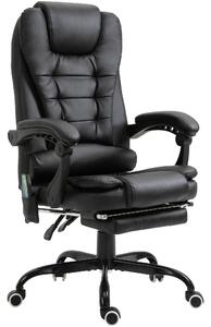 Fotoliu de birou cu masaj cu 7 puncte de vibrație, ergonomic cu suport pentru picioare și spătar înclinat la 155°, negru Vinsetto | Aosom RO