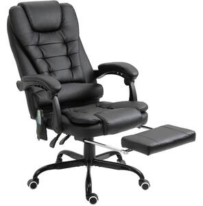 Fotoliu de birou cu masaj cu 7 puncte de vibrație, ergonomic cu suport pentru picioare și spătar înclinat la 155°, negru Vinsetto | Aosom RO