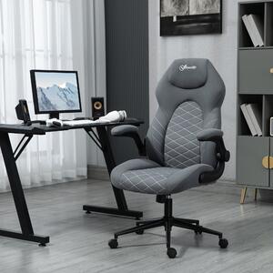 Scaun de birou ergonomic Vinsetto cu înălțime reglabilă și cotiere rabatabile, scaun înclinabil cu 5 roți, 65,5x69,5x112-122cm, gri închis | Aosom RO