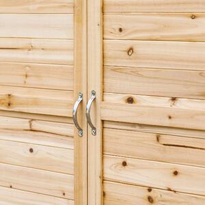 Dulap de exterior Outsunny cu 2 rafturi din lemn de brad cu design înălțat și 2 uși, 83x40x92 cm, culoarea lemnului