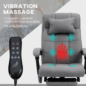 Fotoliu de birou cu încălzire cu 6 puncte de masaj și 5 moduri cu suport pentru picioare și spătar înclinabil la 155° gri Vinsetto | Aosom RO