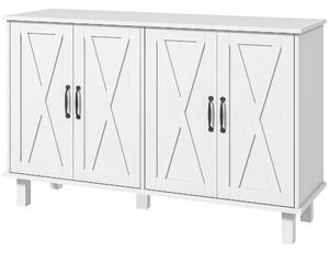 Dulap multifuncțional MDF cu 4 nivele cu 2 rafturi reglabile pentru sufragerie, bucătărie și intrare, 120x37x75 cm, alb HOMCOM | Aosom Romania