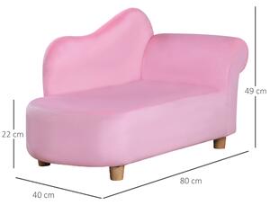 Canapea Căptușită pentru copii HOMCOM, fotoliu pentru copii cu acoperire moale si picioare din lemn, vârsta 3-5 ani 80x40x49cm roz HOMCOM | Aosom RO