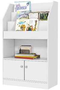 ZONEKIZ Bibliotecă pentru copii din lemn pentru jucării, dulap cu 2 uși pentru copii design modern 60x29,5x100cm alb | Aosom RO