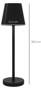 Lampă de masă HOMCOM din acril și metal cu 3 lumini albe 3600mAh, lampă de birou portabilă cu cablu inclus, Ø11,2x36,5 cm, de culoare negru