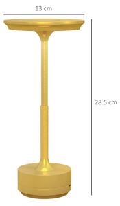 HOMCOM Lampă de masă tactilă cu LED, lampă de noptieră fără fir cu baterie reîncărcabilă de 4000 mAh, 3 tonuri de lumină, Ø13x28,5cm auriu | Aosom RO